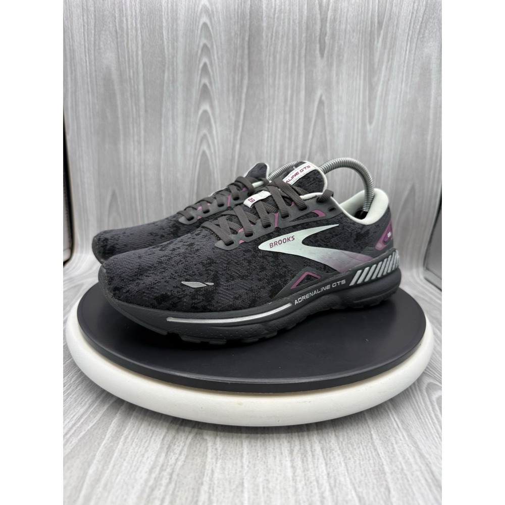 Brooks Adrenaline GTS 23 Womens Size 9.5 Black Purple Running Shoes 1203811B072